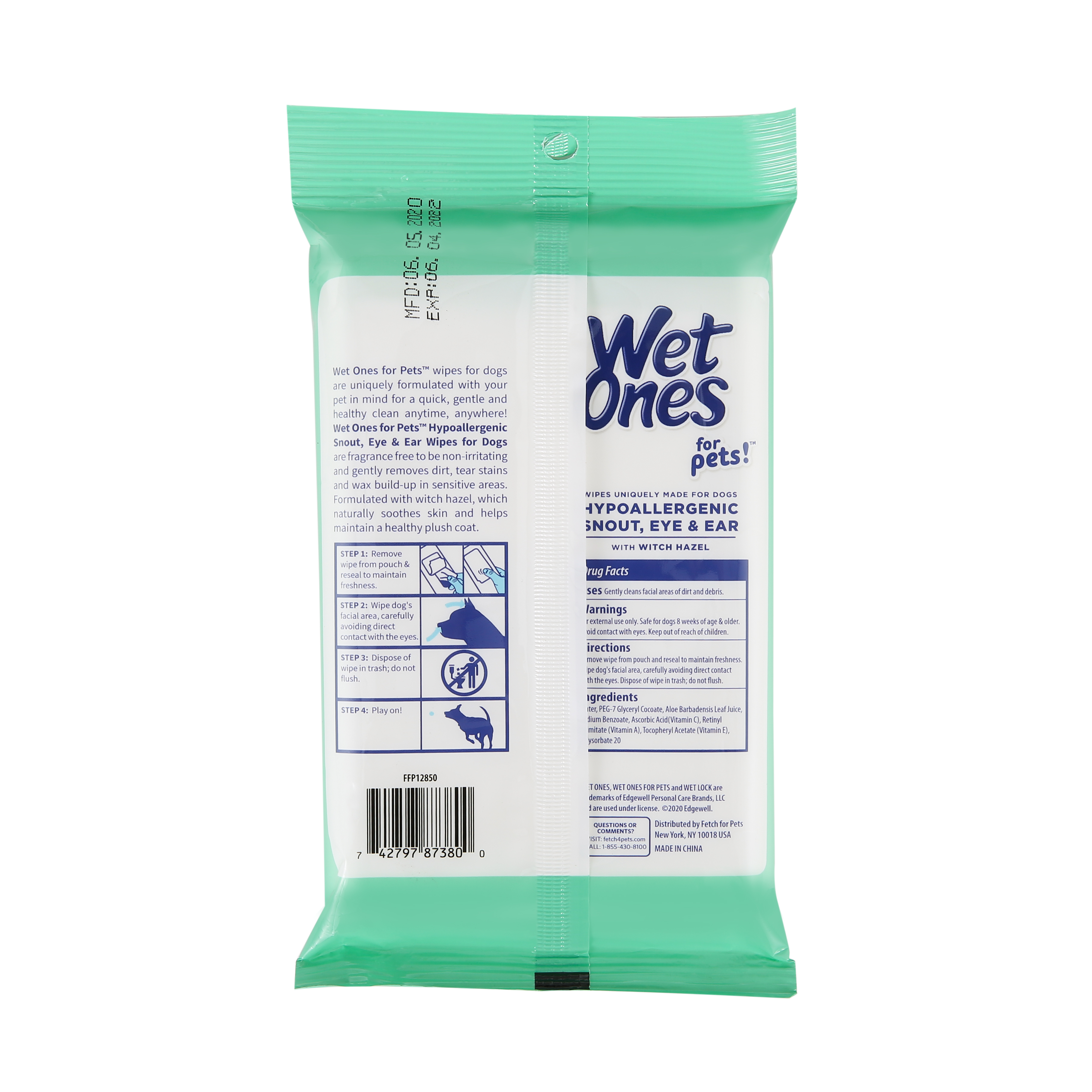 Wet Ones for Pets Extra Gentle Hypoallergenic Dog Wipes With Witch